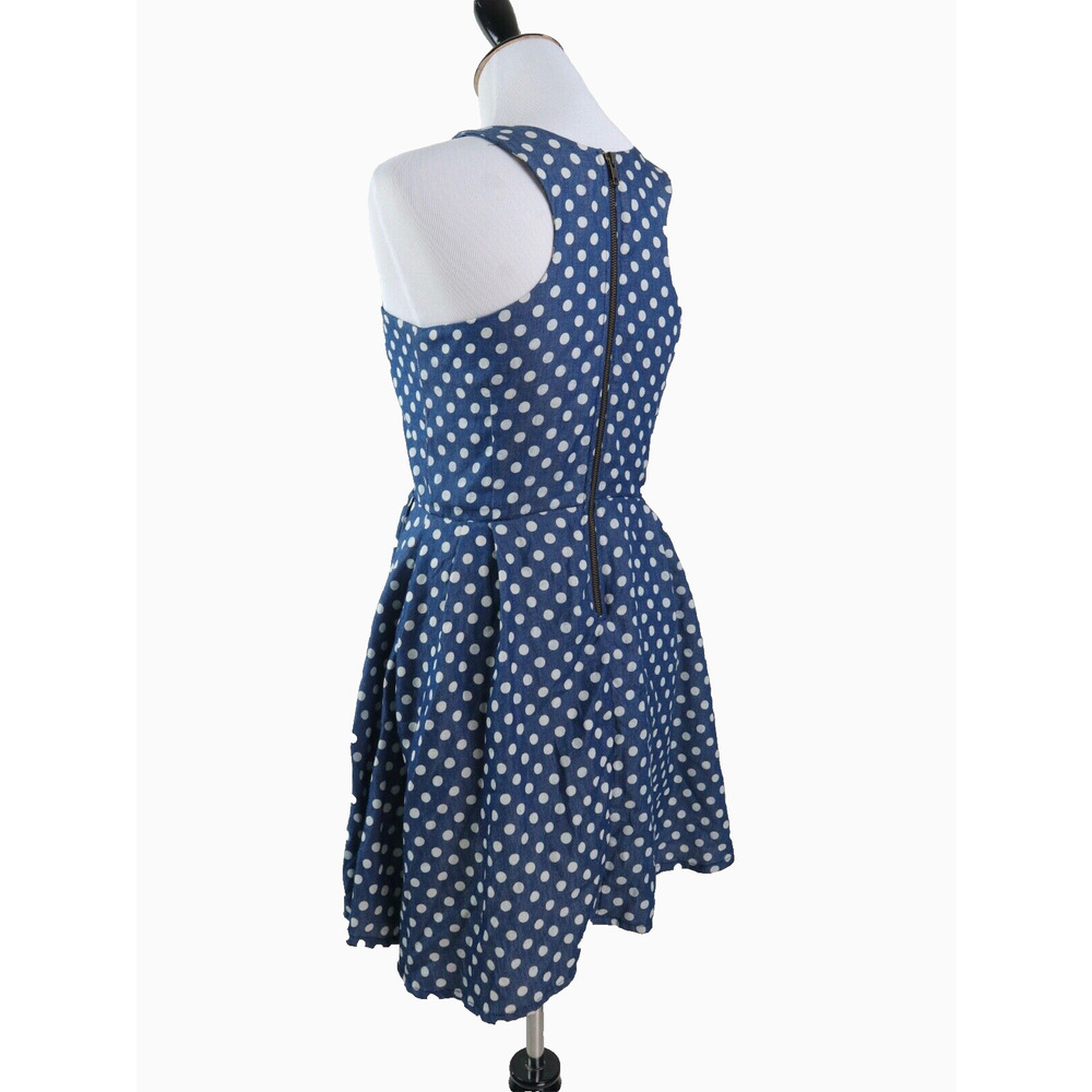 Fairground Size L Polka Dot Fit & Flare Dress Geometric Sequin Blue - Picture 3 of 10